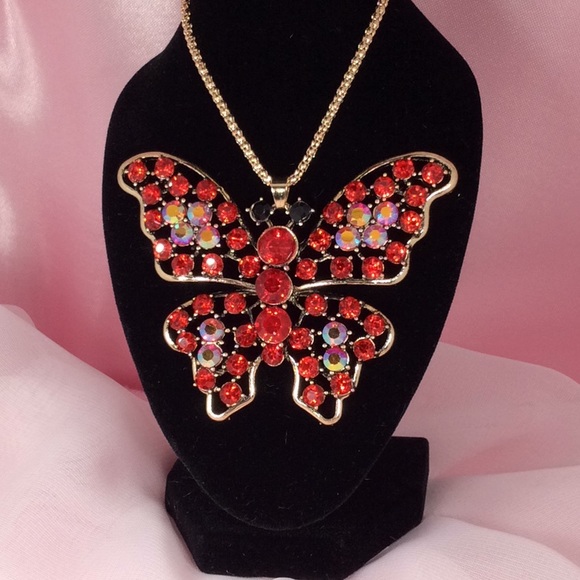 Butterfly Necklace with Red Sapphire - Picture 2 of 3